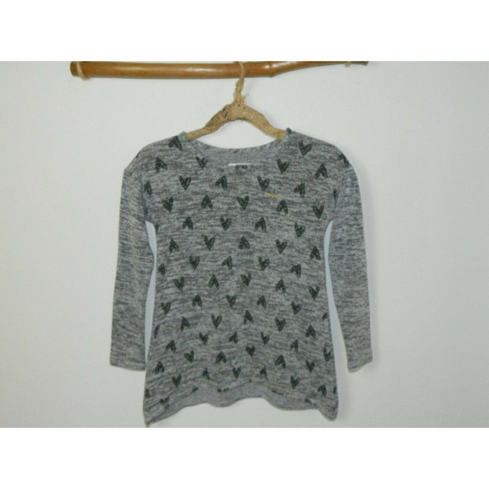 DKNY Sweater Girls Black Hearts Gray Soft Knit Sweater Size Medium